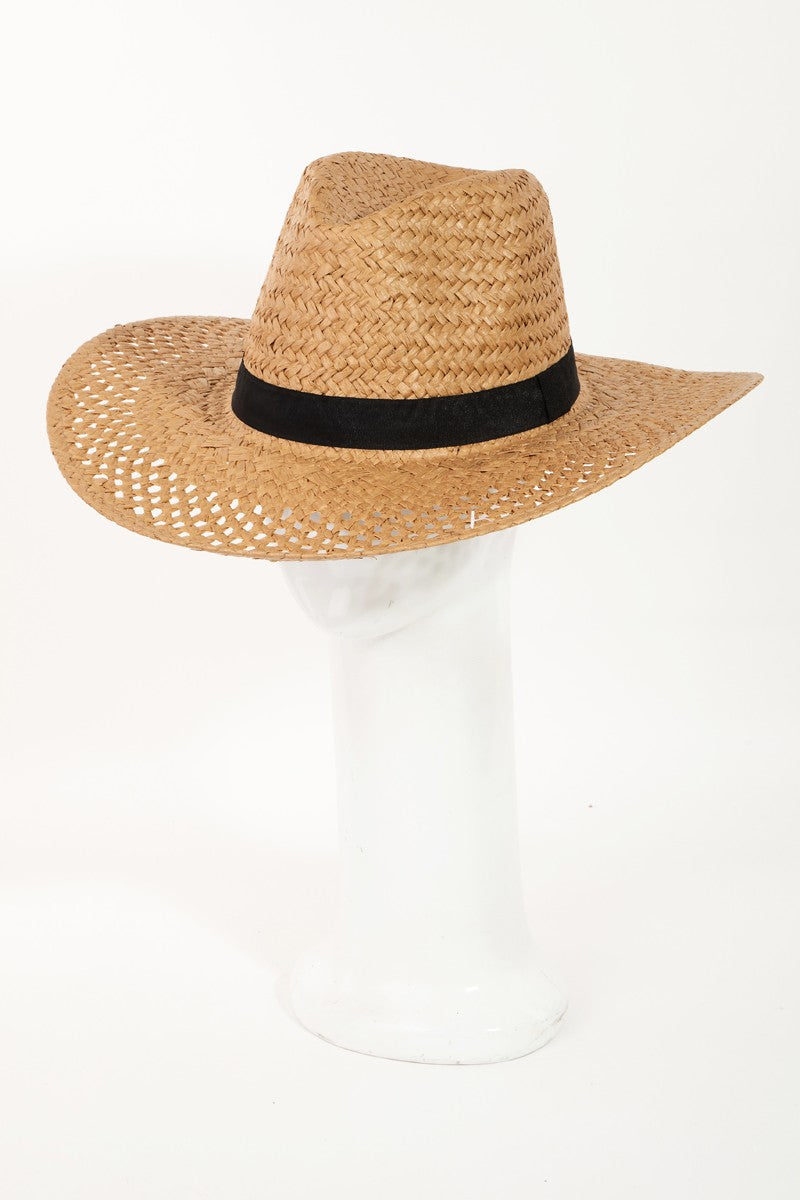 Fame Basket Weave Straw Sun Hat-Teresa's Fashionista LLC