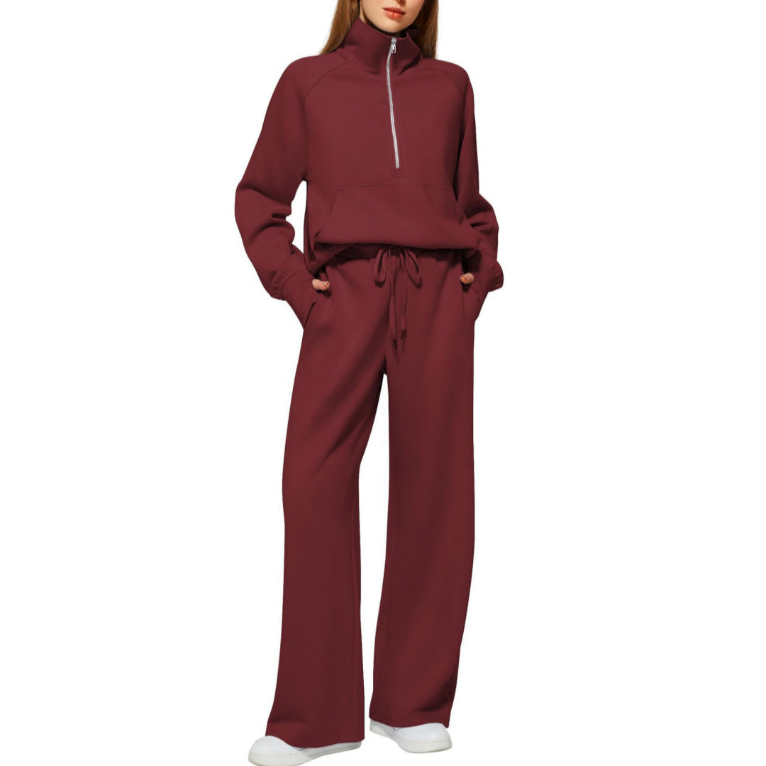 Solid Color Long-sleeved Sweater Trousers Suit Women's Suit - Teresa's Fashionista LLC
