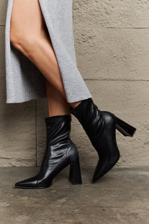 Weeboo Stacy Block Heel Sock Boots-Teresa's Fashionista LLC