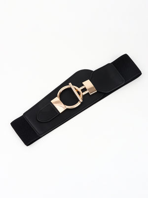 PU Elastic Wide Belt with Alloy Buckle-Teresa's Fashionista LLC
