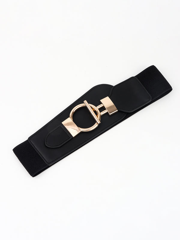 PU Elastic Wide Belt with Alloy Buckle-Teresa's Fashionista LLC