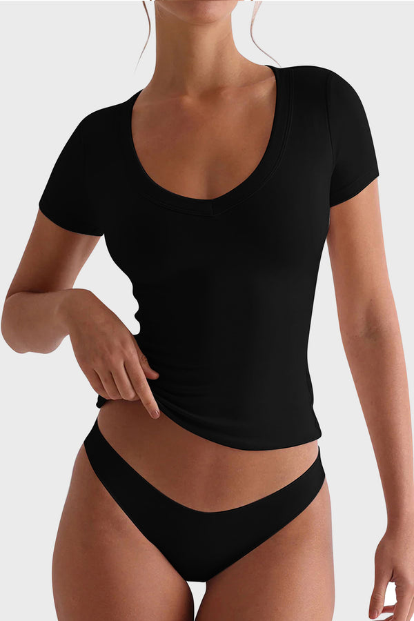 Lovelet Scoop Neck Short Sleeve T-Shirt - Teresa's Fashionista LLC