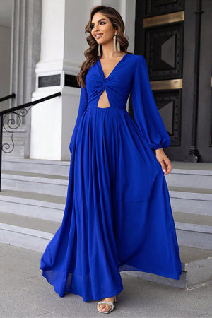 Twist Front Cutout Long Sleeve Dress-Teresa's Fashionista LLC