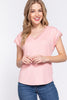 ACTIVE BASIC Lace Trim V-Neck Short Sleeve Ribbed Top-Teresa's Fashionista LLC