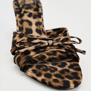 Bow Leopard Kitten Heel Sandals-Teresa's Fashionista LLC