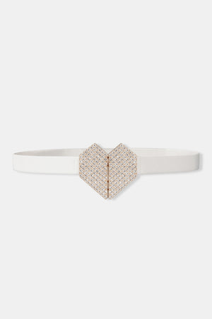 Rhinestone Heart Buckle Elastic Belt-Teresa's Fashionista LLC