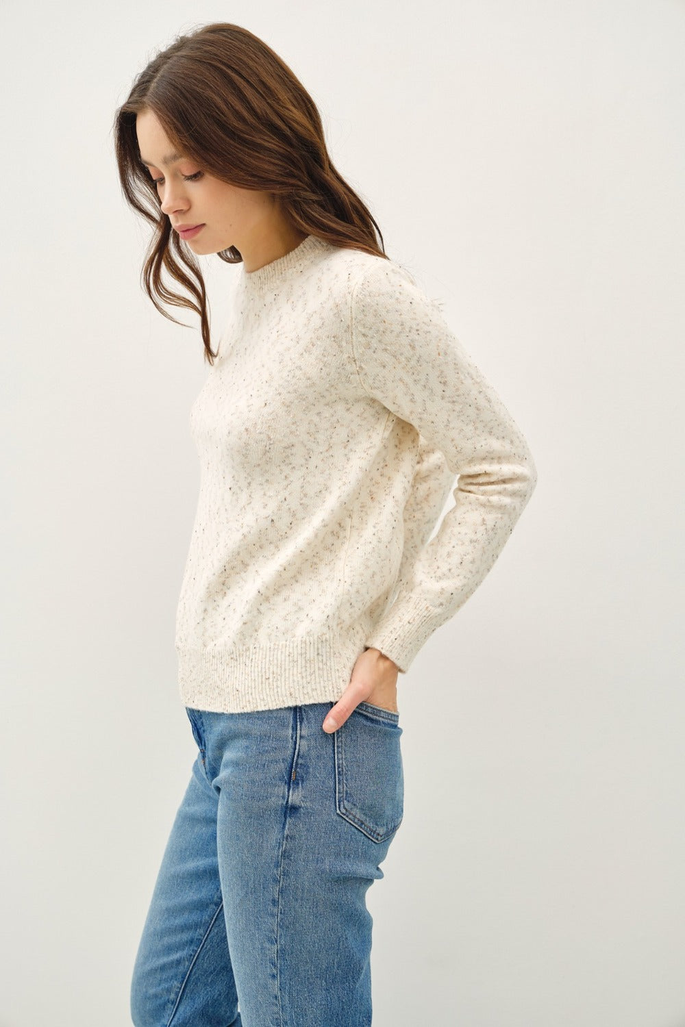 Be Cool Heathered Round Neck Long Sleeve Sweater - Teresa's Fashionista LLC
