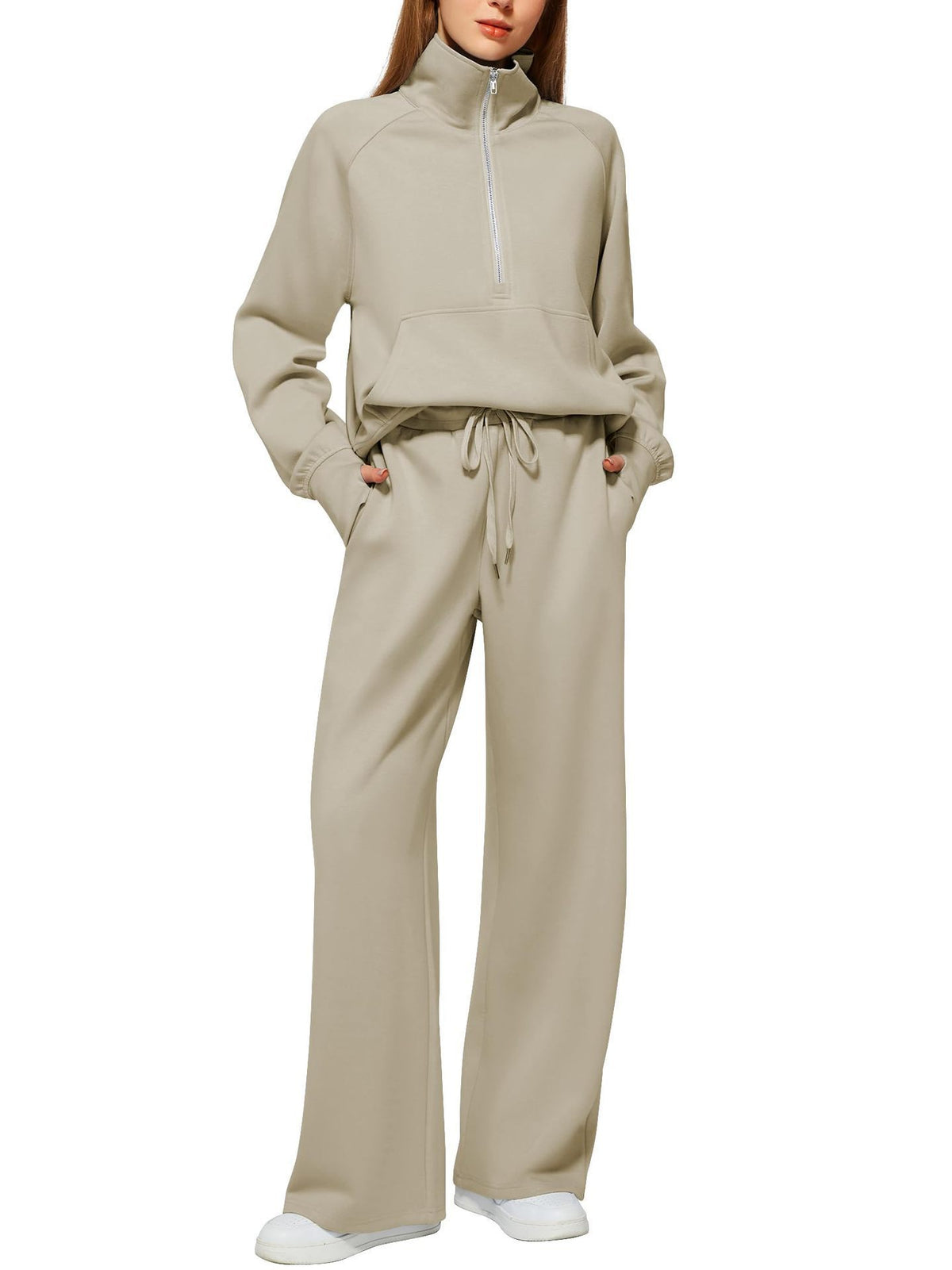 Solid Color Long-sleeved Sweater Trousers Suit Women's Suit - Teresa's Fashionista LLC