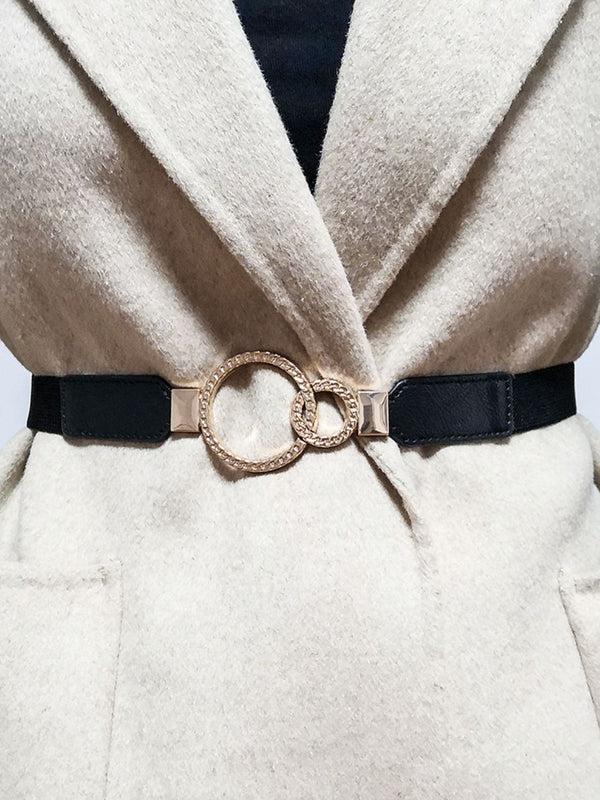Double Ring Buckle Elastic PU Belt-Teresa's Fashionista LLC