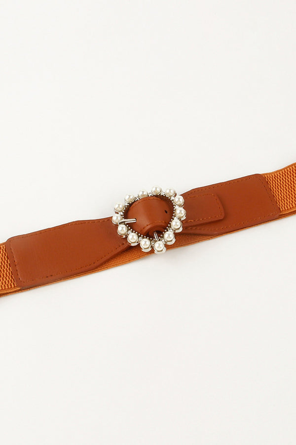 Pearl Heart Buckle Elastic Belt-Teresa's Fashionista LLC