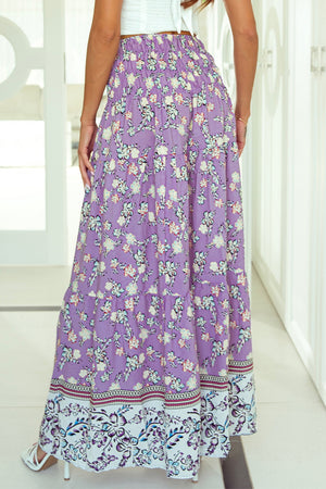 Tiered Printed Elastic Waist Skirt-Teresa's Fashionista LLC
