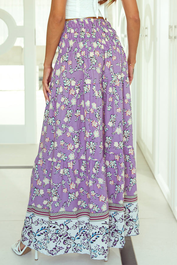 Tiered Printed Elastic Waist Skirt-Teresa's Fashionista LLC