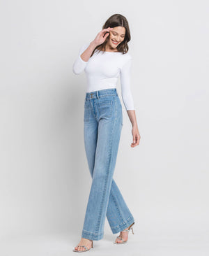90'S VINTAGE SUPER HIGH RISE FLARE JEANS F5655
