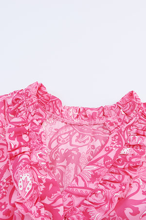 Paisley Print Flounce Sleeve Maxi Dress-Teresa's Fashionista LLC
