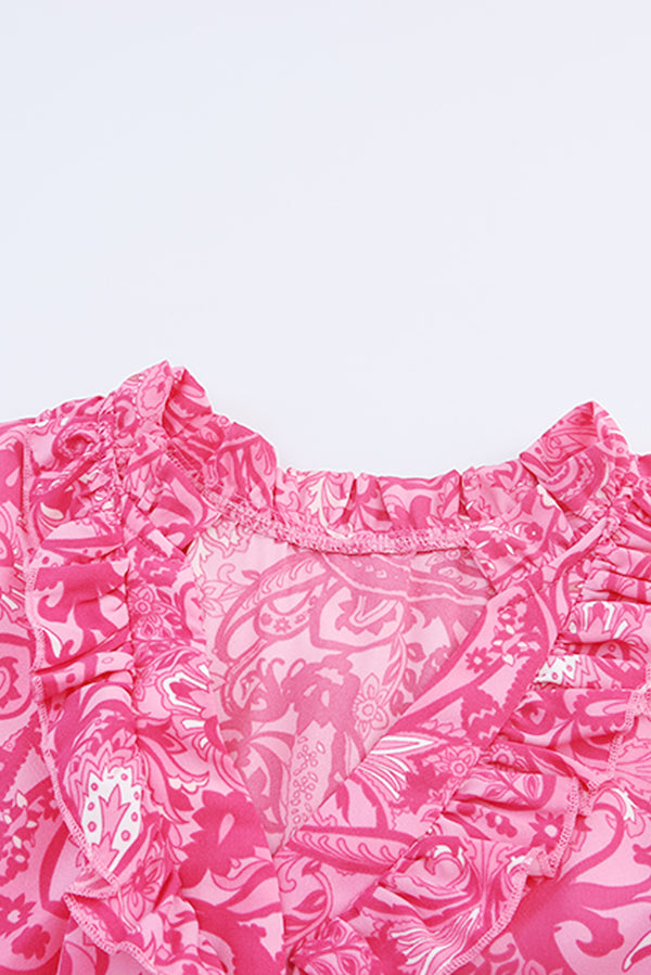 Paisley Print Flounce Sleeve Maxi Dress-Teresa's Fashionista LLC