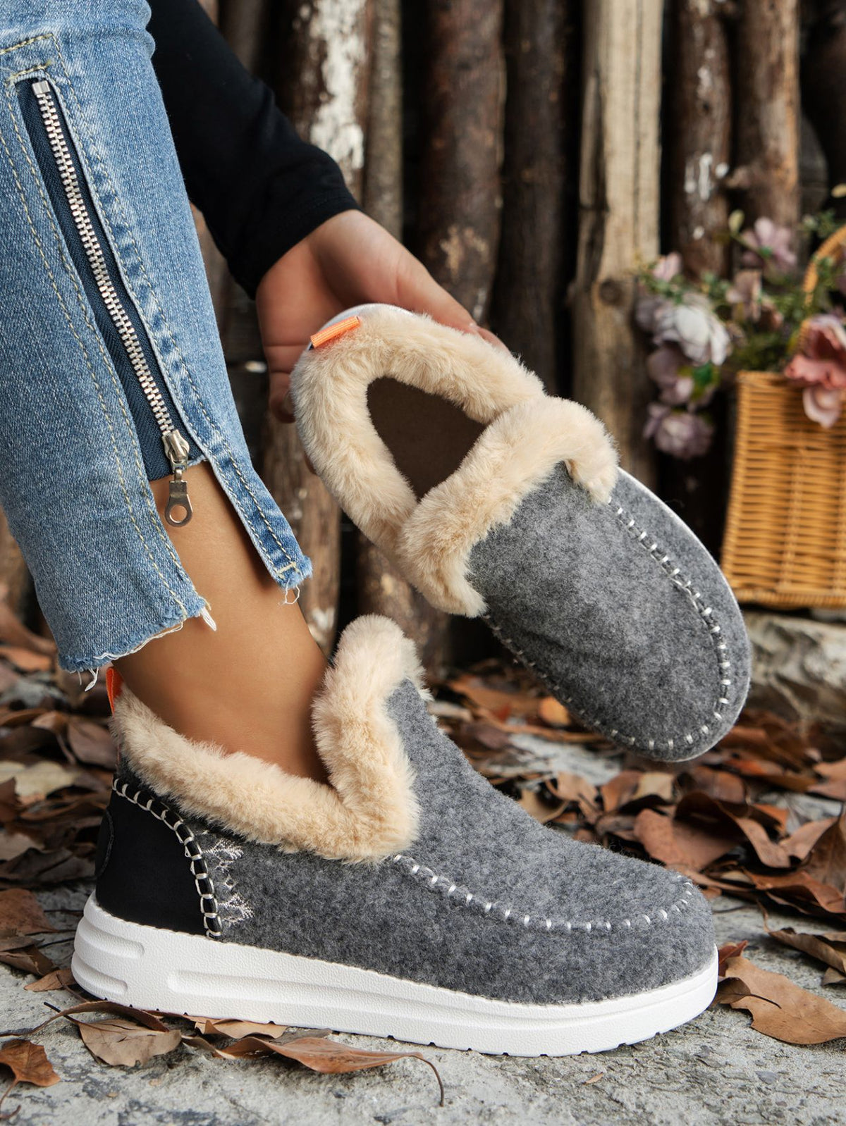 Furry Suede Round Toe Flat Sneakers - Teresa's Fashionista LLC