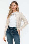 Snobbish PU Leather Zip Up Jacket with Pockets - Teresa's Fashionista LLC