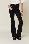Judy Blue Full Size High Waist Distressed Flare Jeans-Teresa's Fashionista LLC