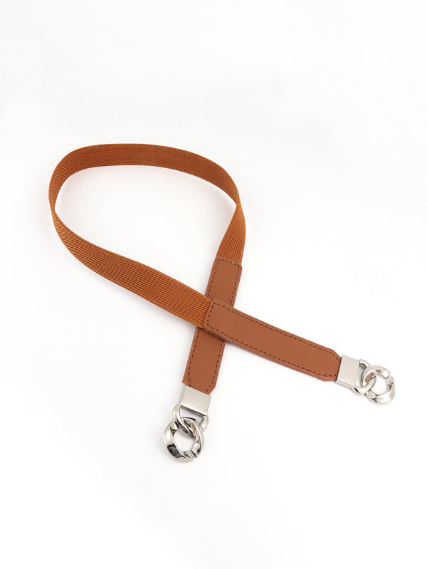 Zinc Alloy Buckle Elastic PU Belt-Teresa's Fashionista LLC