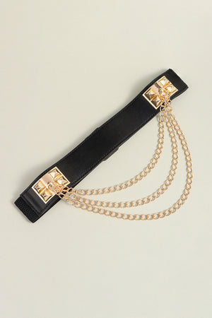 Elastic Belt with Chain-Teresa's Fashionista LLC