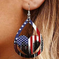US Flag Pattern Wooden Earrings-Teresa's Fashionista LLC