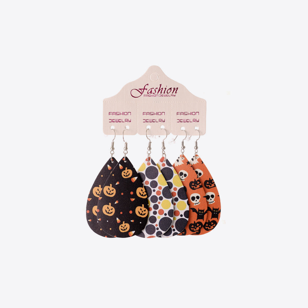 Halloween PU Teardrop Earrings Set - Teresa's Fashionista LLC