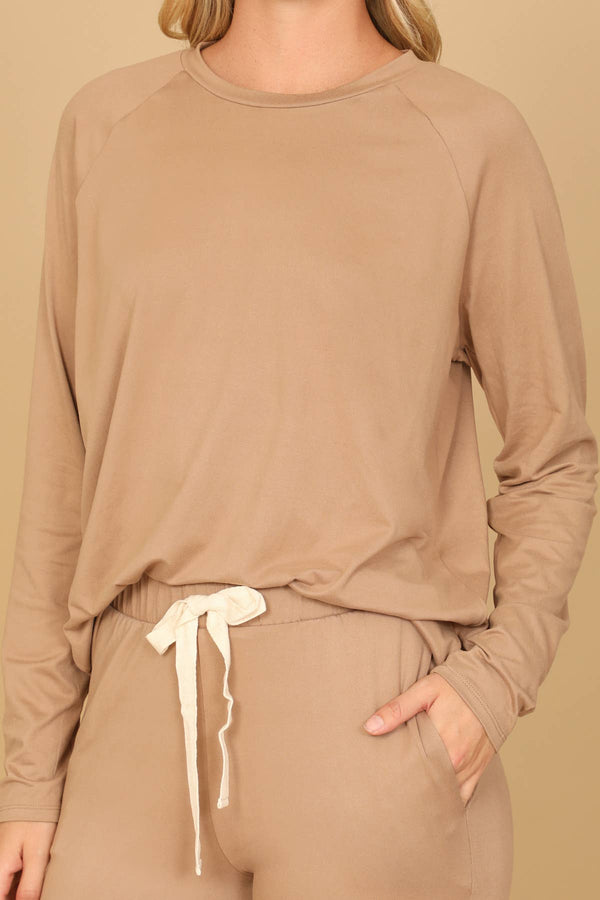 YMP40001V-SOLID LONG SLEEVE TOP AND JOGGERS SET