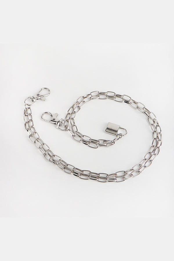 Double Layered Iron Chain Belt with Lock Charm-Teresa's Fashionista LLC