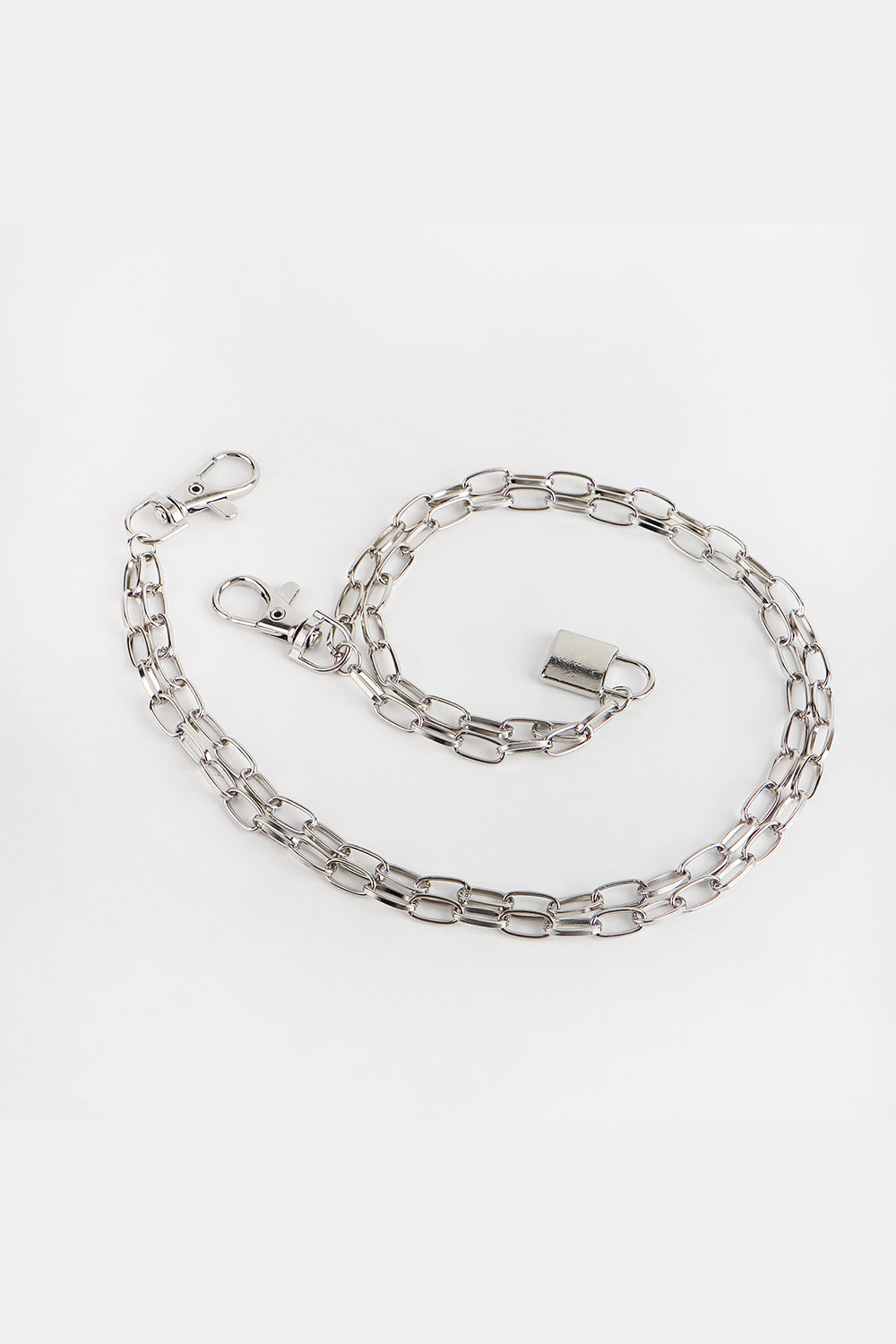 Double Layered Iron Chain Belt with Lock Charm-Teresa&#39;s Fashionista LLC