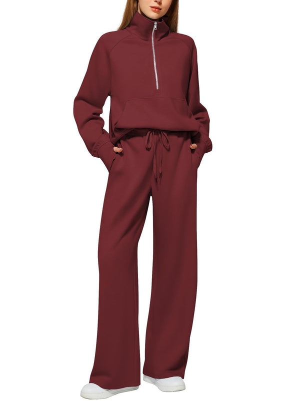 Solid Color Long-sleeved Sweater Trousers Suit Women's Suit - Teresa's Fashionista LLC