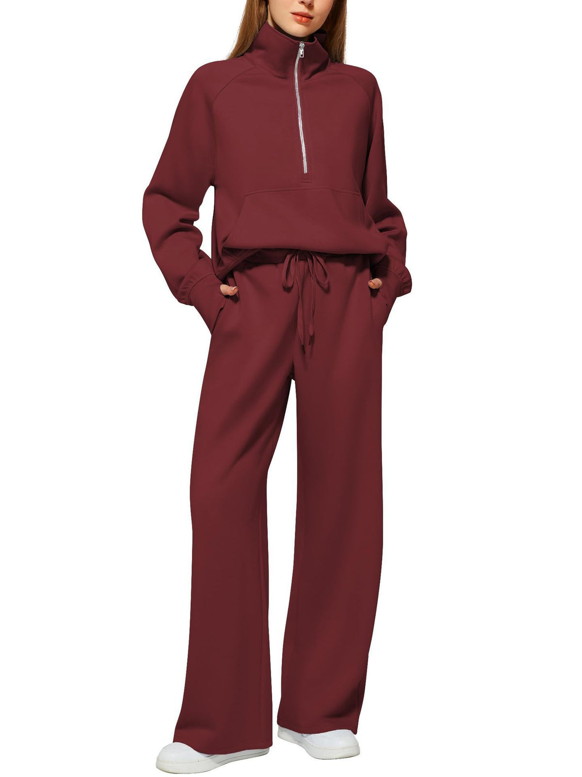 Solid Color Long-sleeved Sweater Trousers Suit Women's Suit - Teresa's Fashionista LLC