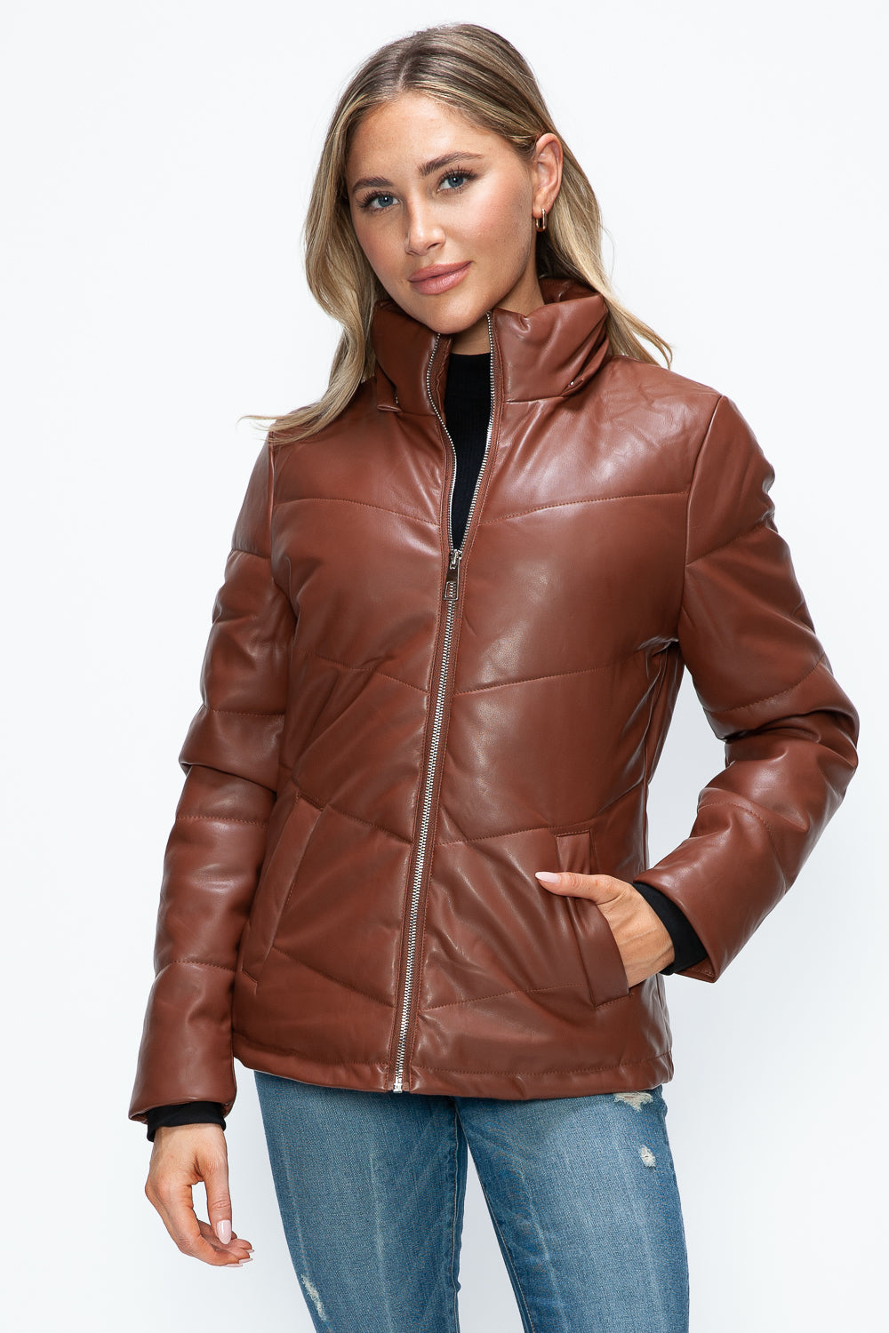 How Dare U Pocketed Zip Up Puffer Jacket with Removable Hood - Teresa's Fashionista LLC