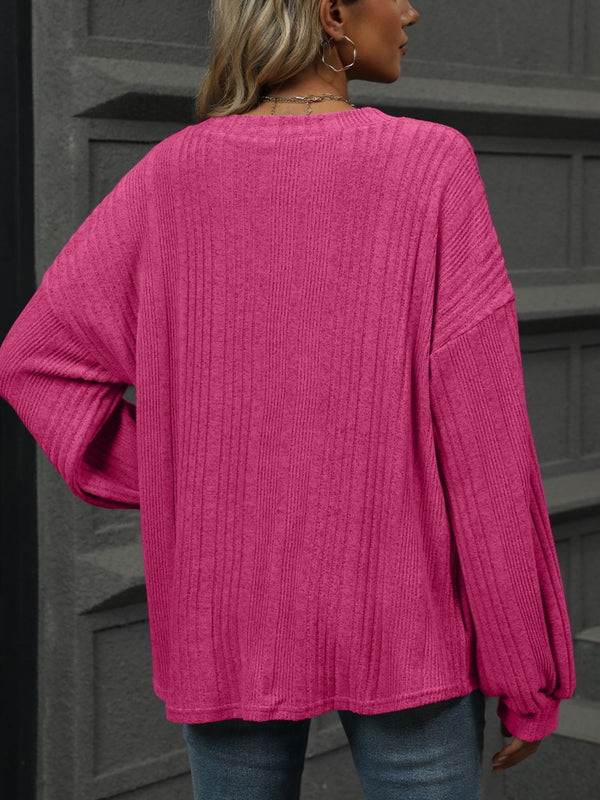 V-Neck Long Sleeve T-Shirt-Teresa's Fashionista LLC