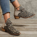 Contrast Canvas Low Heel Boots-Teresa's Fashionista LLC