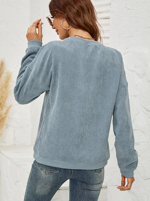Skull Graphic Dropped Shoulder Sweatshirt - Teresa's Fashionista LLC