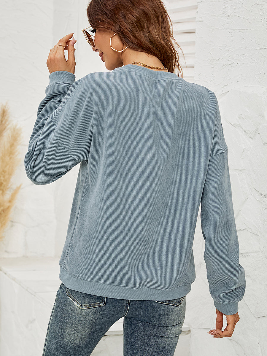 Skull Graphic Dropped Shoulder Sweatshirt - Teresa's Fashionista LLC