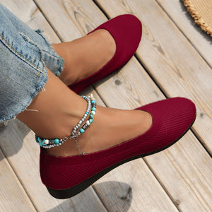Round Toe Knit Ballet Flats-Teresa's Fashionista LLC
