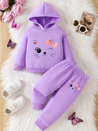 Children's Cat Long Sleeve Hoodie & Pants Set