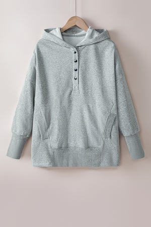 Quarter-Snap Dropped Shoulder Hoodie-Teresa's Fashionista LLC
