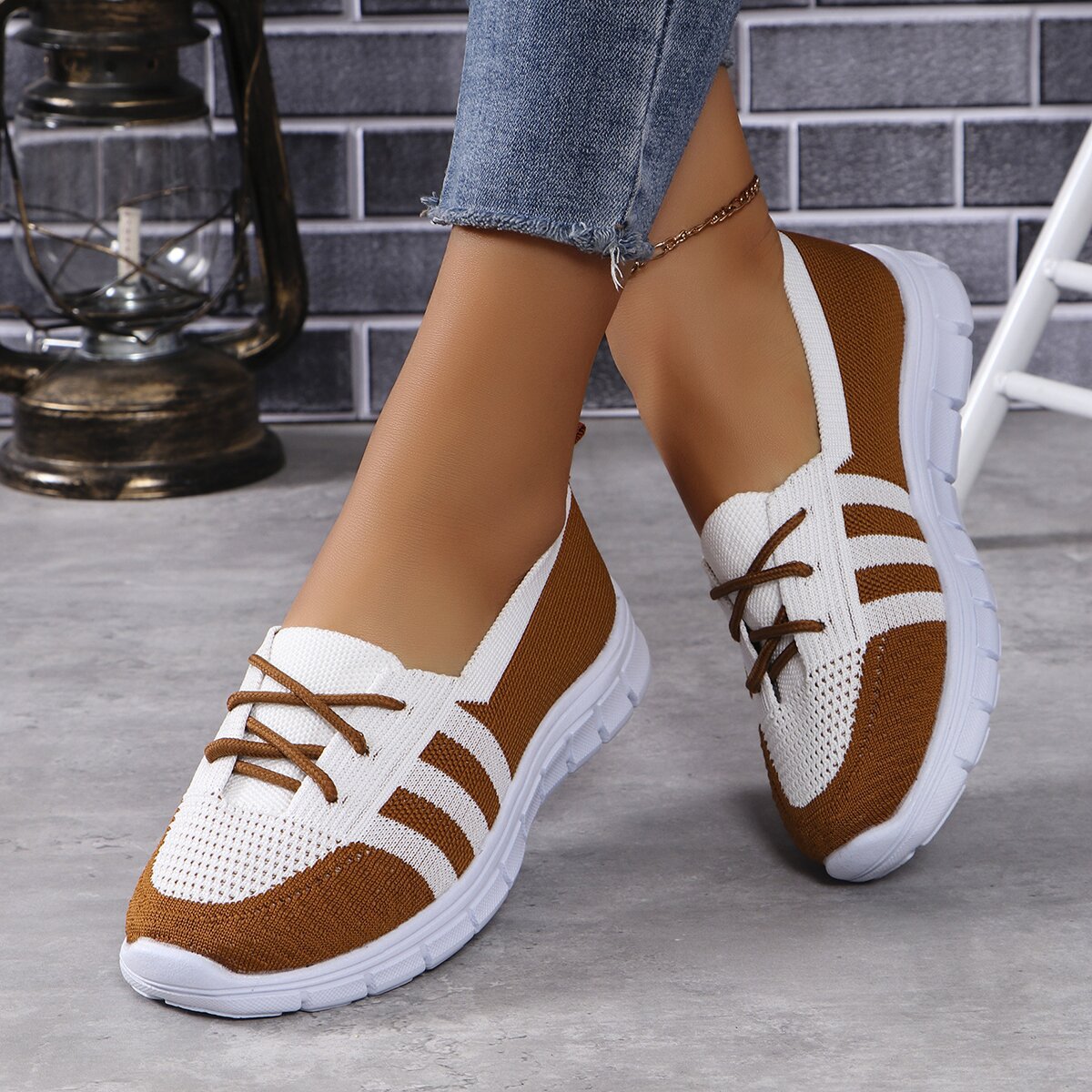 Mesh Contrast Flat Slip-Ons-Teresa&#39;s Fashionista LLC