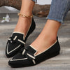 Bow Contrast Trim Point Toe Loafers-Teresa's Fashionista LLC