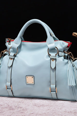 PU Leather Handbag with Tassels-Teresa's Fashionista LLC