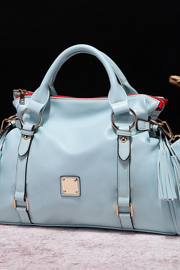 PU Leather Handbag with Tassels-Teresa's Fashionista LLC
