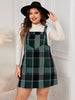 Honey Plus Size Plaid Wide Strap Overall Dress - Teresa's Fashionista LLC