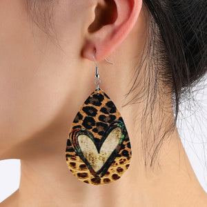 PU Leather Leopard Teardrop Earrings-Teresa's Fashionista LLC