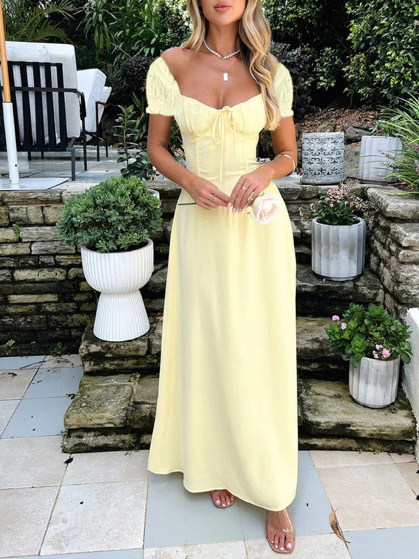 Devine Sweetheart Neck Short Sleeve Maxi Dress - Teresa's Fashionista LLC