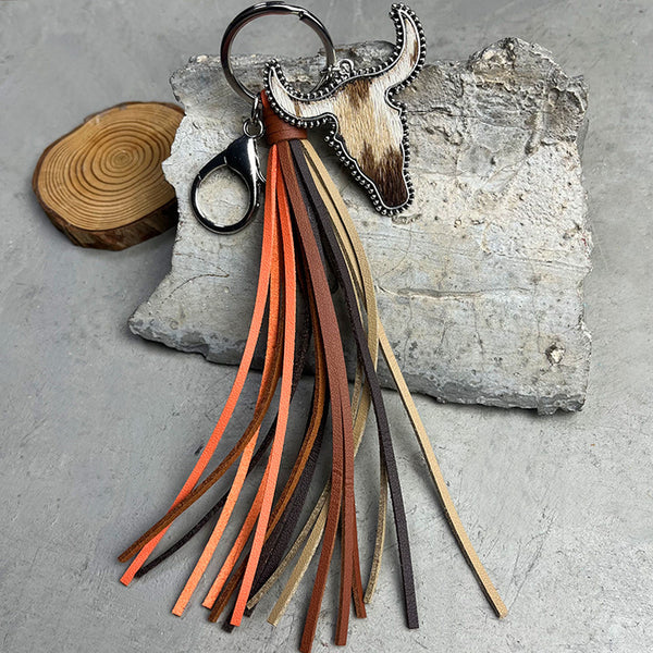 Bull Shape Fringe Key Chain-Teresa's Fashionista LLC