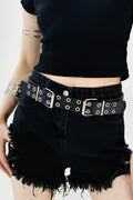 PU Leather Two Row Eyelet Belt-Teresa's Fashionista LLC