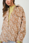 HYFVE Zebra Print Snap Down Long Sleeve Shacket - Teresa's Fashionista LLC