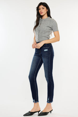 Kancan Full Size Cat's Whiskers Raw Hem High Waist Jeans-Teresa's Fashionista LLC